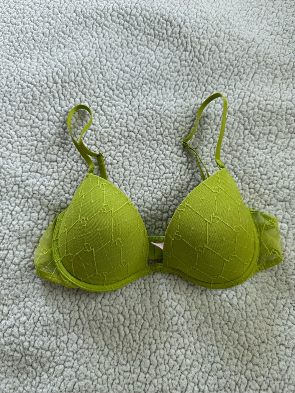 Vintage Tag Victoria's Secret Embroidered Lime Color Bra
